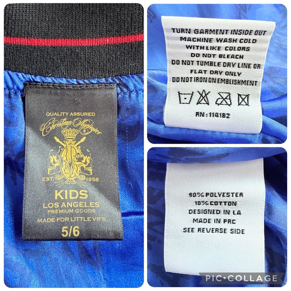 Christian Audigier Kids Y2K Panther Satin Bomber Jacket Boys 5/6 (Fits Like 8) - Picture 10 of 16